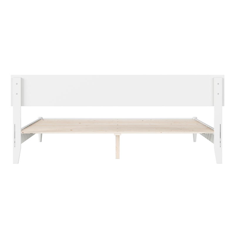 Pemberly Row King Solid Wood Modern Low Profile Platform Bed in White