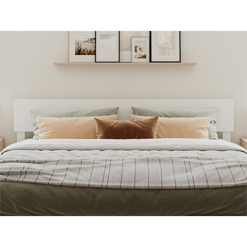 Pemberly Row King Solid Wood Modern Low Profile Platform Bed in White