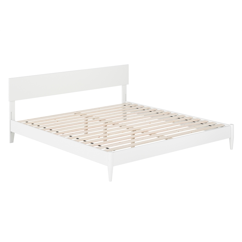 Pemberly Row King Solid Wood Modern Low Profile Platform Bed in White