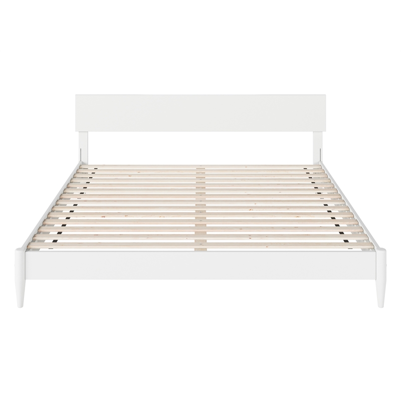 Pemberly Row King Solid Wood Modern Low Profile Platform Bed in White