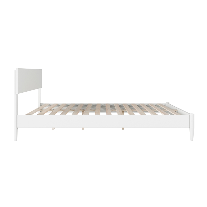 Pemberly Row King Solid Wood Modern Low Profile Platform Bed in White