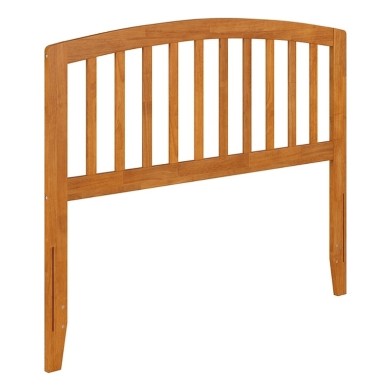 Pemberly Row Contemporary Full Wood Headboard in Light Toffee