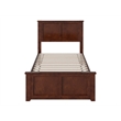 Pemberly Row Twin Wood Low Profile Platform Bed with Matching Footboard - Walnut