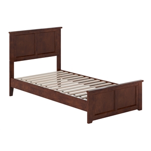 Pemberly Row Twin Wood Low Profile Platform Bed with Matching Footboard - Walnut