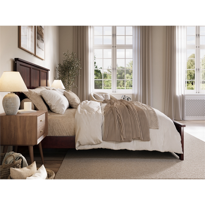 Pemberly Row King Low Profile Platform Bed with Matching Footboard in Espresso