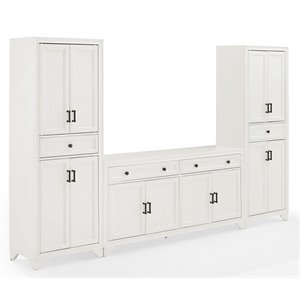 Pemberley Row MDF Distressed White Sideboard and Pantry Set Modular 108.5&quot Unassembled
