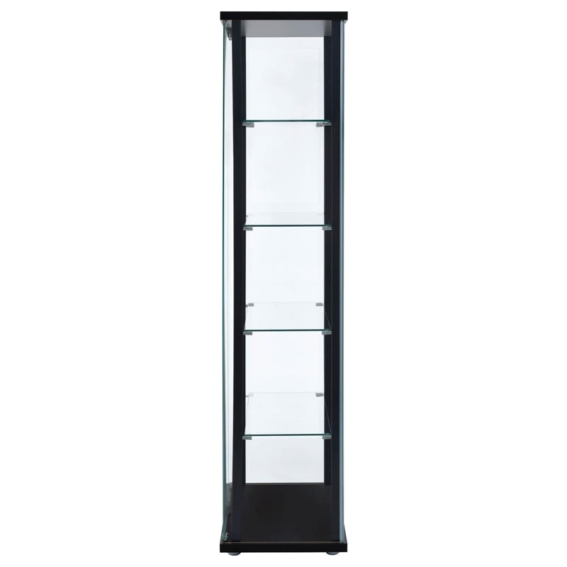 Pemberly Row Contemporary Wood 2 Piece 5 Shelf Glass Curio Cabinet Set in Black