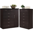 Pemberly Row Hodedah 2 Piece 7 Drawer Wood Chest Set with Locks in Chocolate