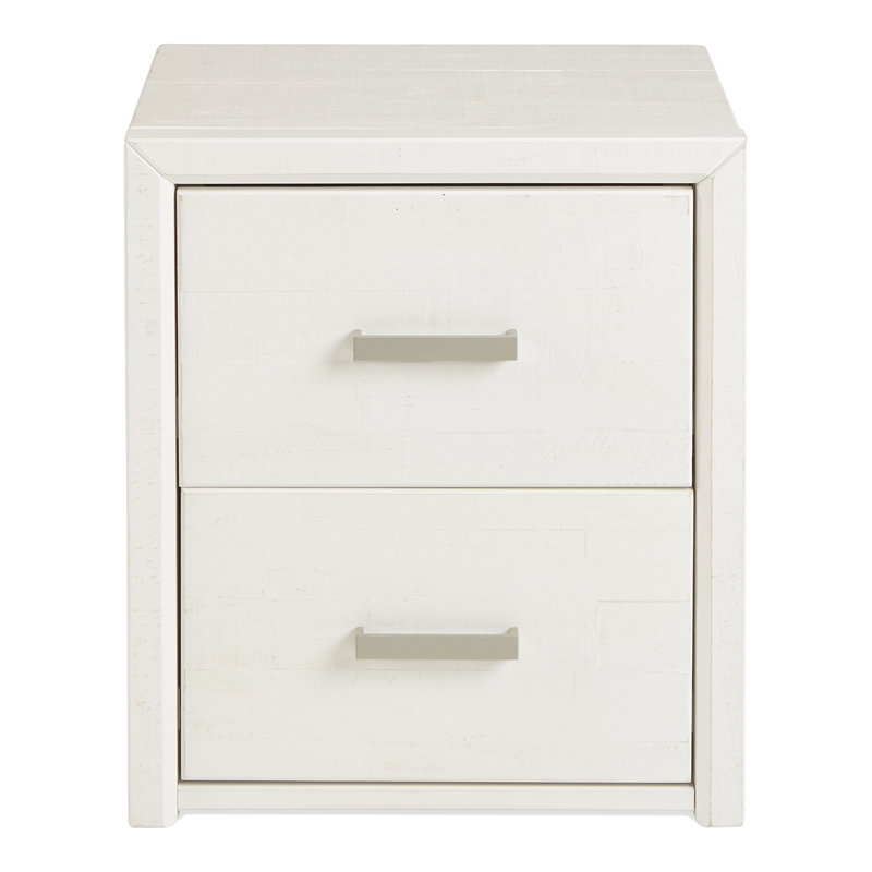 Pemberly Row Contemporary Nightstand with 2 Drawers in Shabby White Finish