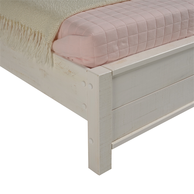 Pemberly Row Contemporary Bed Queen Size in Distract White Finish