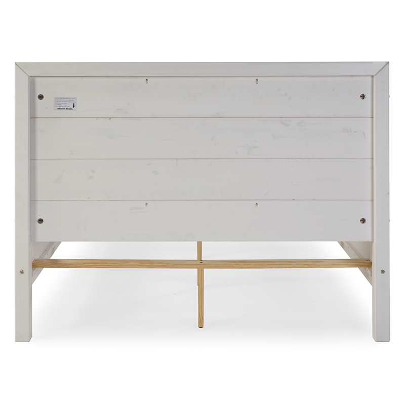 Pemberly Row Contemporary Bed in King Size in Shabby White Finish