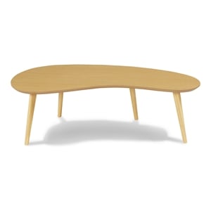 Pemberly Row Contemporary Mid Century Modern Coffee Table in Oak Finish