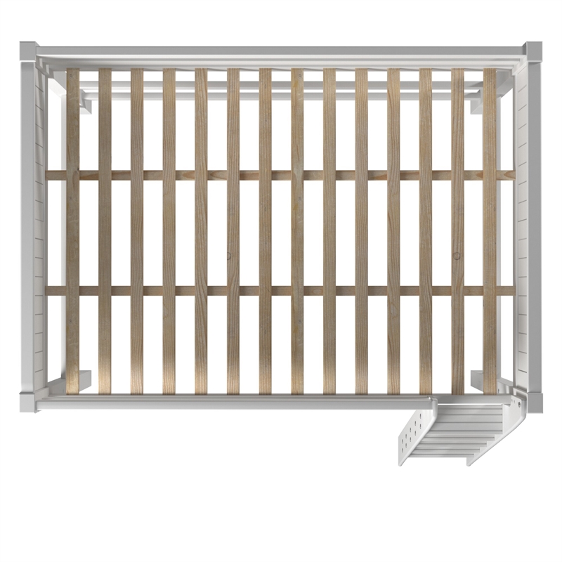 Pemberly Row Full Size High Loft Bed in Panel Headboard in White Finish