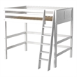Pemberly Row Full Size High Loft Bed in Panel Headboard in White Finish