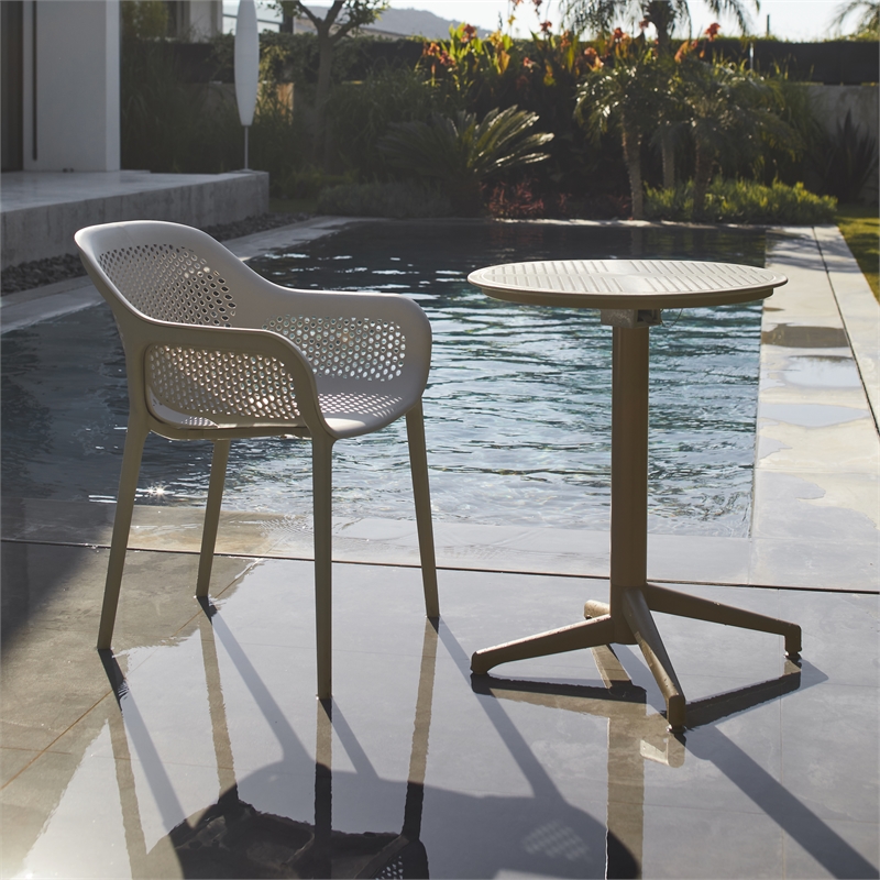 Pemberly Row Resin Patio Dining Chair in Coffee - (Set of 2)
