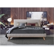 Pemberly Row Wood and Fabric Upholstered King Platform Bed in Taupe Gray