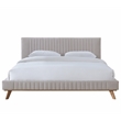 Pemberly Row Wood and Fabric Upholstered King Platform Bed in Taupe Gray