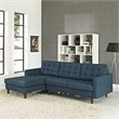 Pemberly Row Upholstered Fabric Left-Facing Sectional Sofa in Azure Blue
