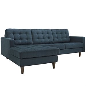 Pemberly Row Upholstered Fabric Left-Facing Sectional Sofa in Azure Blue