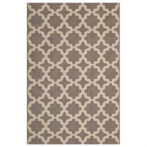 Pemberly Row Contemporary 5' x 8' Trellis Area Rug in Beige Finish