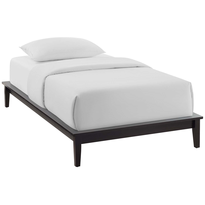 Pemberly Row Twin Modern Solid Wood Platform Bed Frame in Cappuccino