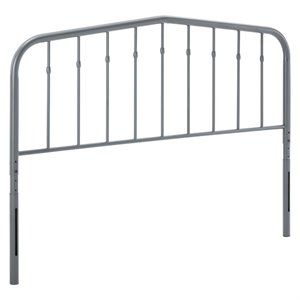 Pemberly Row Contemporary Modern Twin Metal Spindle Headboard in Gray