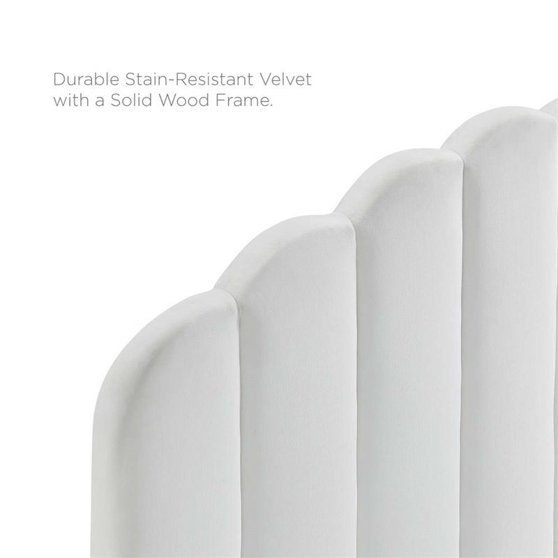 Pemberly Row Twin Modern Performance Velvet Headboard in White