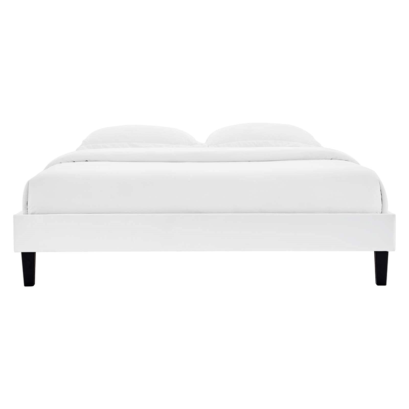Pemberly Row Full Performance Velvet Platform Bed Frame in White