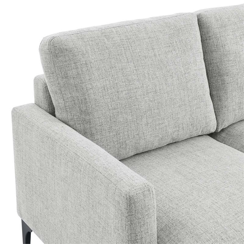 Pemberly Row Metal and Upholstered Fabric Loveseat in Light Gray
