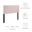 Pemberly Row Modern Performance Velvet Twin Headboard in Pink