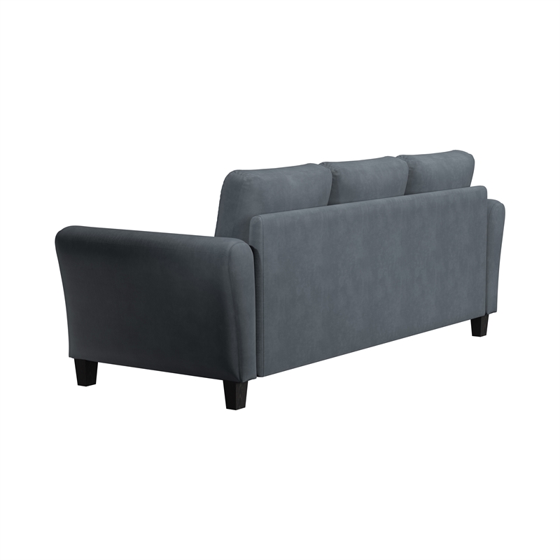 Pemberly Row Transitional 2 Piece Sofa and Loveseat Set in Dark Gray