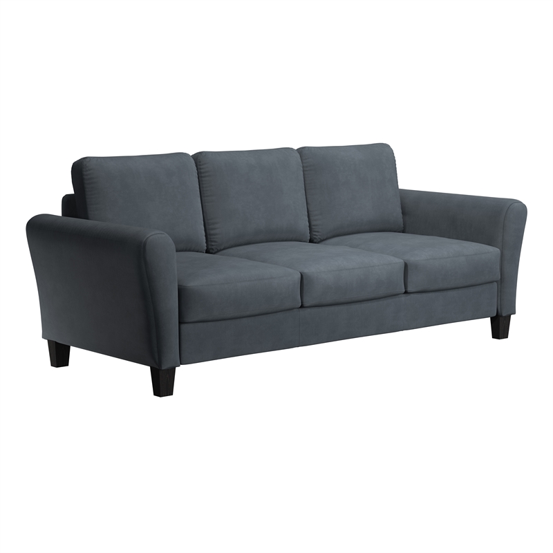 Pemberly Row Transitional 2 Piece Sofa and Loveseat Set in Dark Gray