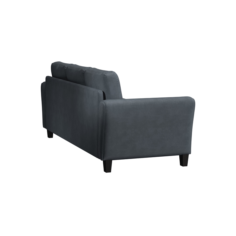 Pemberly Row Transitional 2 Piece Sofa and Loveseat Set in Dark Gray