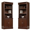 Pemberly Row Library Bookcase with Doors in Cherry (Set of 2)