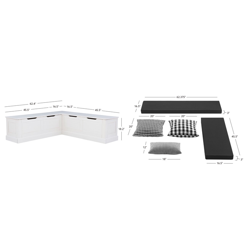 Pemberley Row Wood White Nook Rectangular Hidden Storage 62.4