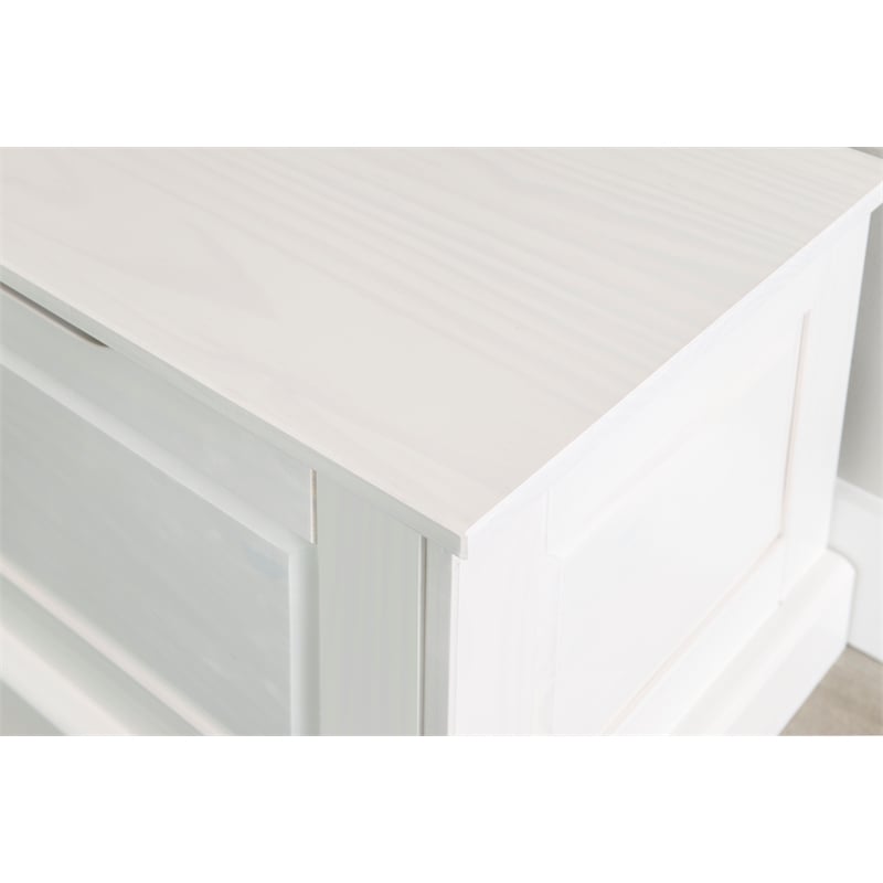 Pemberley Row Wood White Backless Nook Bench Pine Adjustable Hidden Storage 62.4