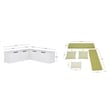 Pemberley Row Wood White Backless Nook Bench Pine Adjustable Hidden Storage 62.4