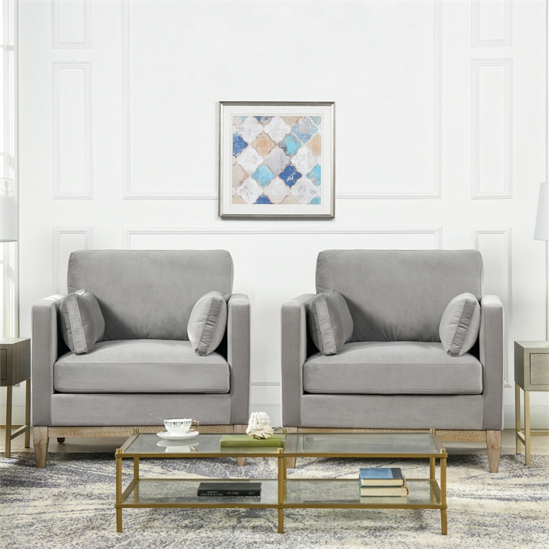 Pemberley Row Velvet Opal Gray Arm Chair Rectangular Reversible 36