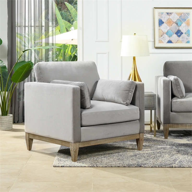 Pemberley Row Velvet Opal Gray Arm Chair Rectangular Reversible 36