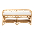 Pemberly Row Modern Bohemian Natural Rattan Bench with 1 Open Shelf in Brown