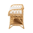 Pemberly Row Modern Bohemian Natural Rattan Bench with 1 Open Shelf in Brown