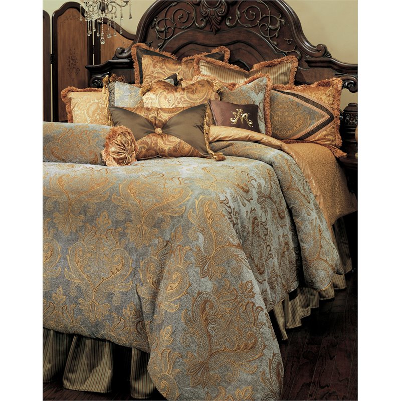 Pemberly Row 13-piece Fabric King Comforter Set in Blue/Gold