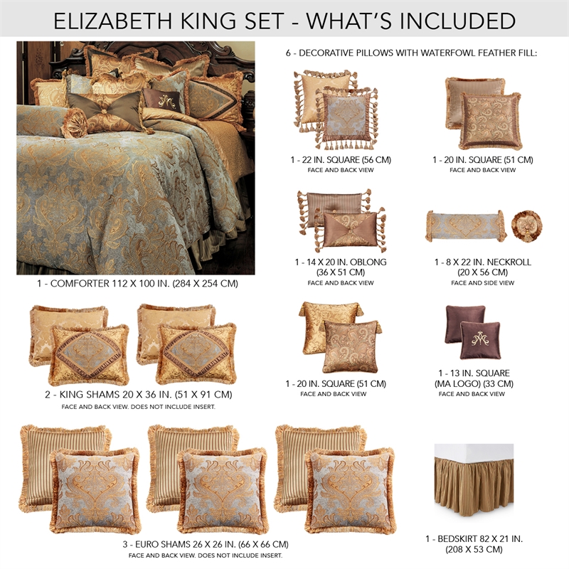 Pemberly Row 13-piece Fabric King Comforter Set in Blue/Gold