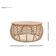 Pemberly Row Round Rattan Coffee Table in Brown/Natural Honey