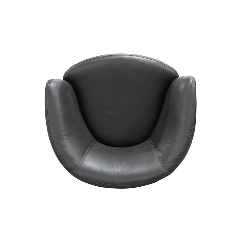 Pemberly Row Vintage Slate All Italian Leather Swivel Club Chair