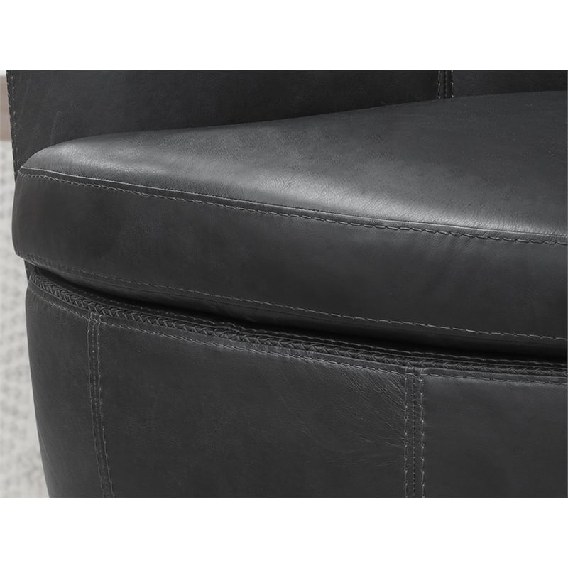 Pemberly Row Vintage Slate All Italian Leather Swivel Club Chair