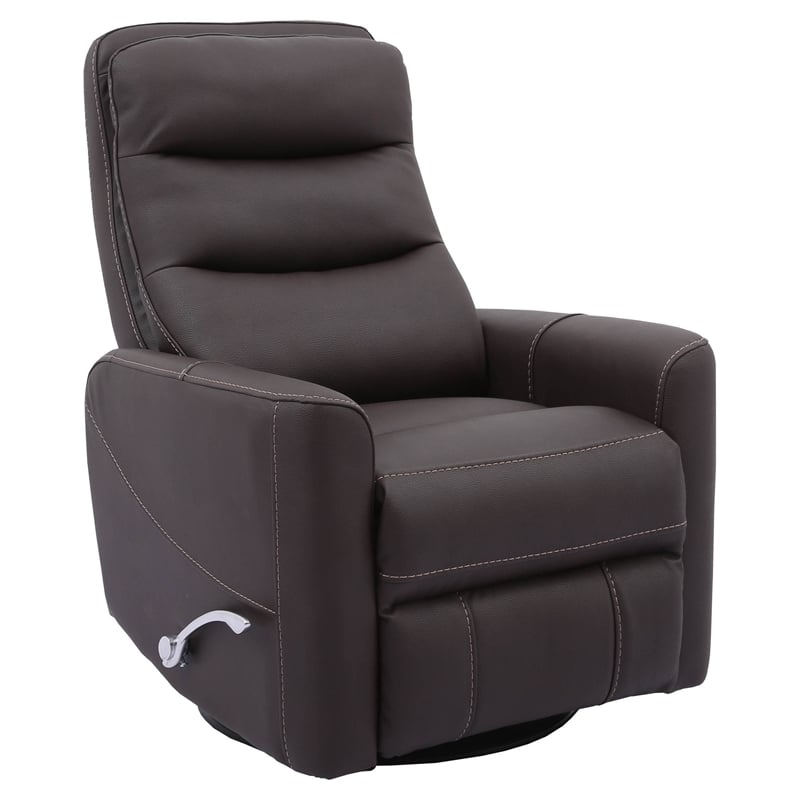 Pemberly Row Polyester/PU Manual Swivel Glider Recliner in Chocolate