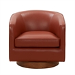 Pemberley Row Top Grain Leather Caramel Barrel Chair Swivel 28.5