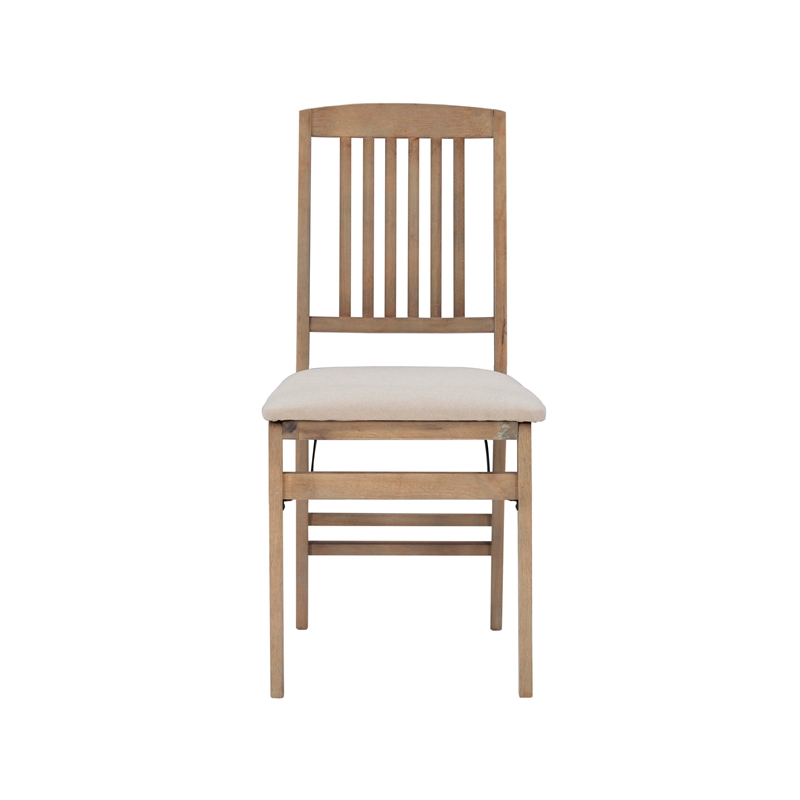 Pemberly Row Mission Back Wood Set of Two Folding Chairs in Graywash