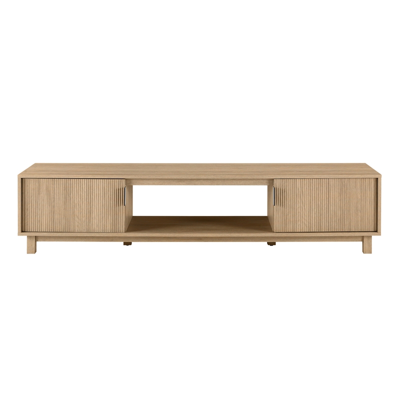 Pemberley Row Wood Coastal Oak TV Stand Rectangular Fluted Door 70